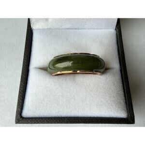 18k Solid Yellow Gold Eternity Jade Band New Never Worn